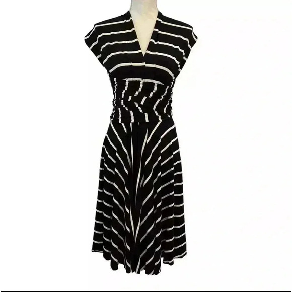Black w/ White Stripes Butter Dress by Nadia OSFM - Picture 1 of 4